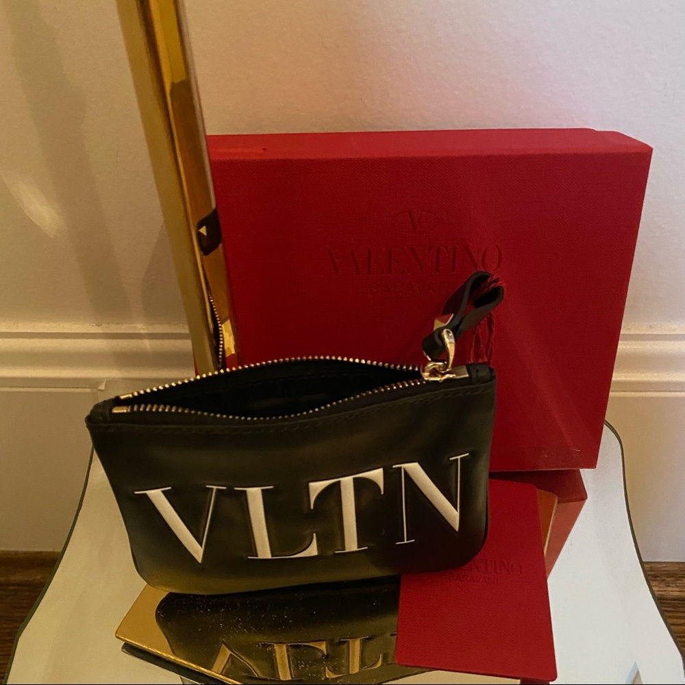 Authentic Valentino Garavani Mini Logo Leather Pouch